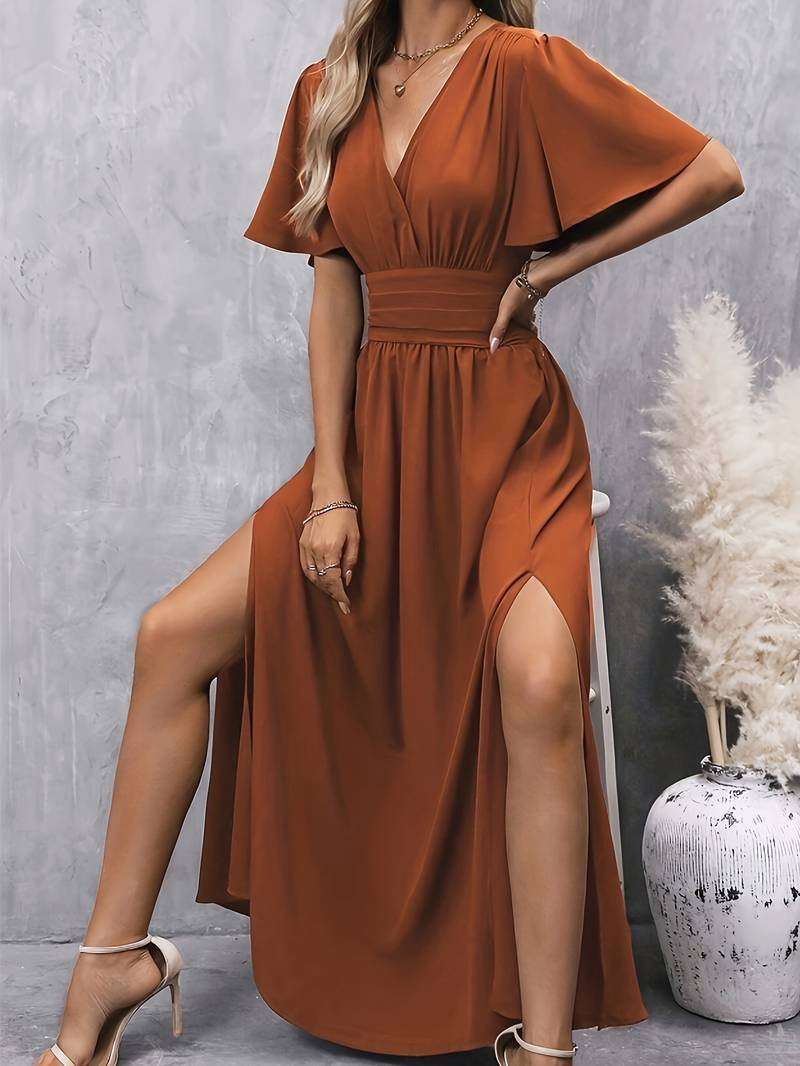 Valenzora | Wrap-style pleated waist dress