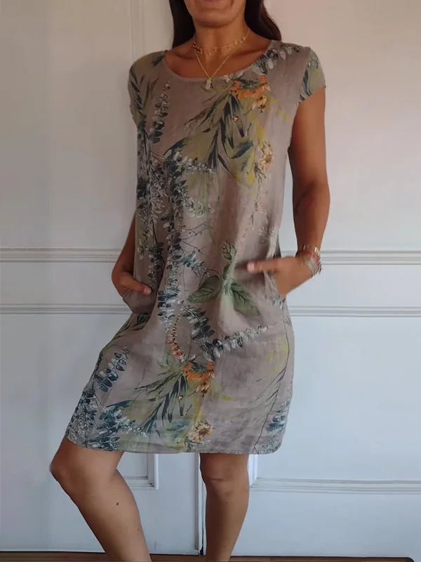 Valenzora | Women's Printed Cotton and Linen Dress