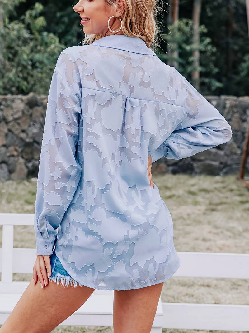 Valenzora | Elegantes Button-up-Hemd in Jacquard-Webart