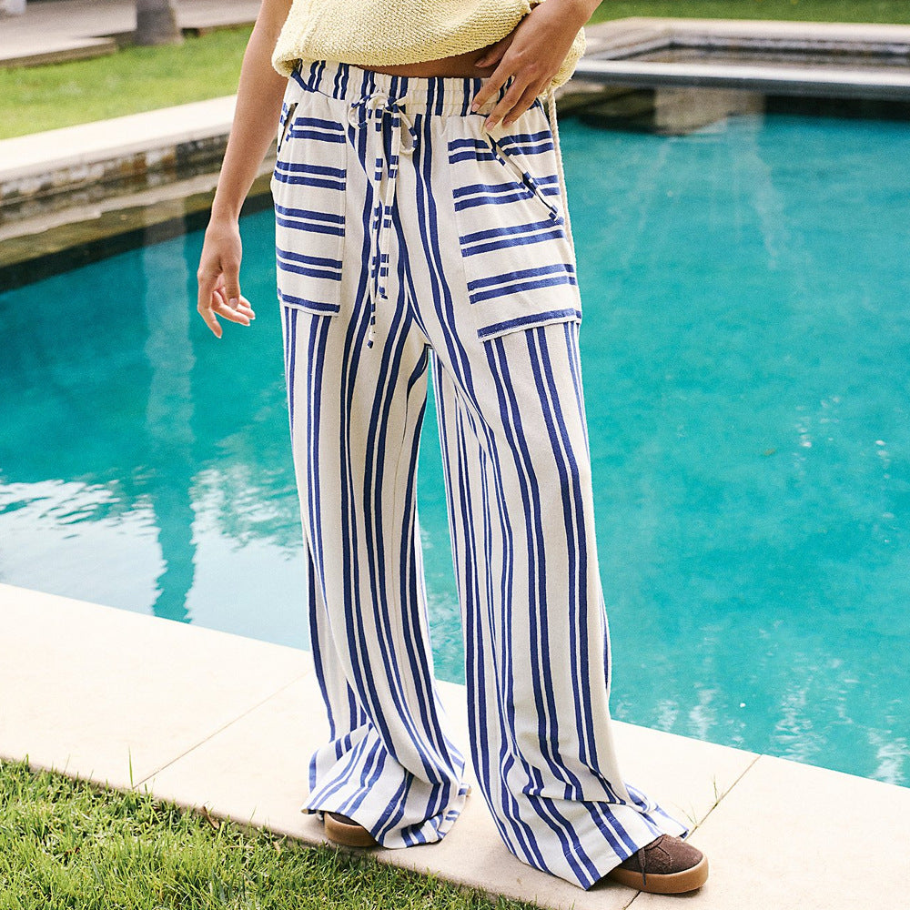 Valenzora | Casual Striped Wide Leg Trousers for Women
