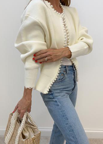 Cardigan with mother-of-pearl buttons