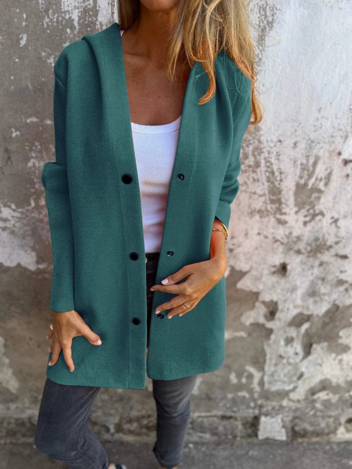 Valenzora | Casual single-breasted cardigan with hood