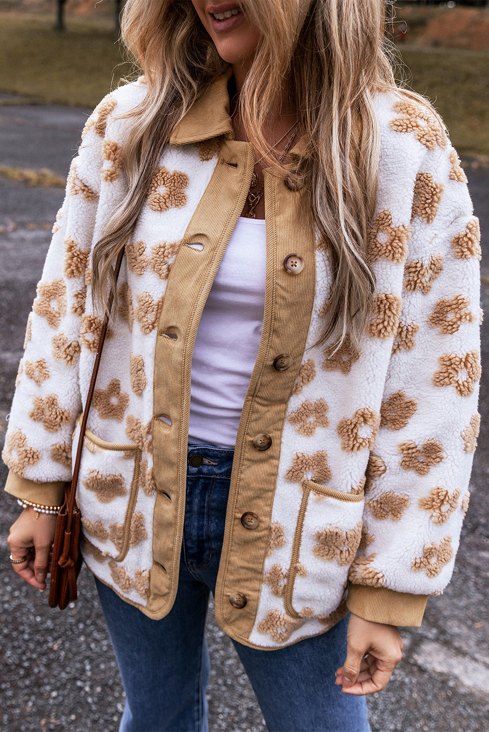 Valenzora | Floral Pattern Fleece Jacket for Women