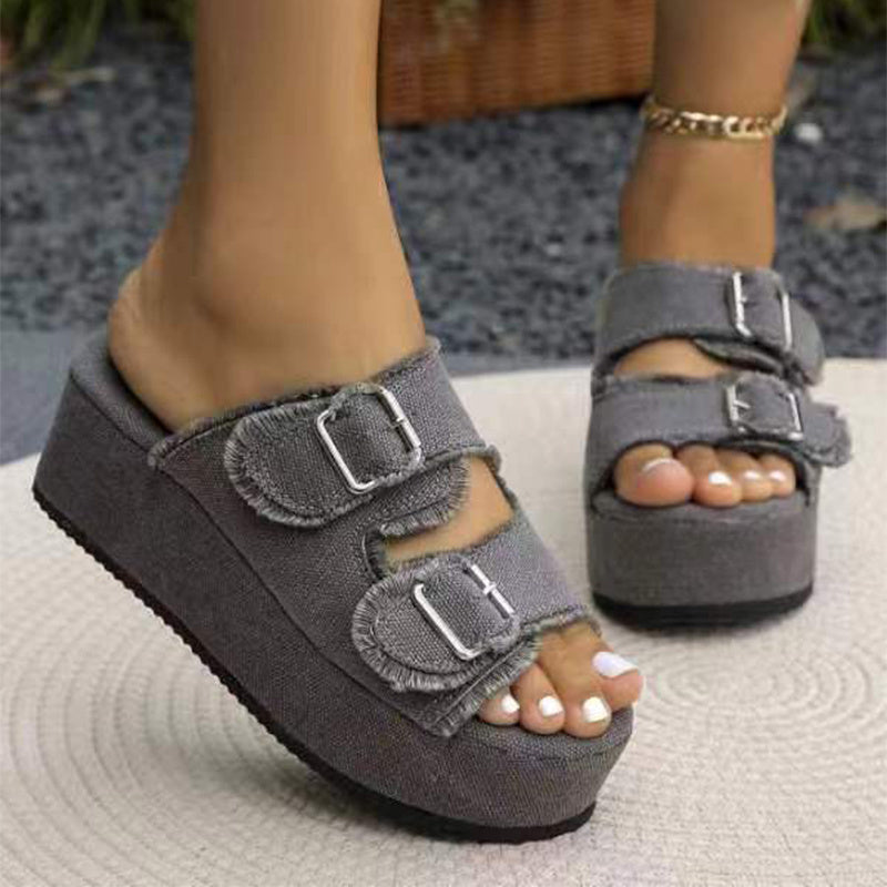 Valenzora Denim sandals with buckle