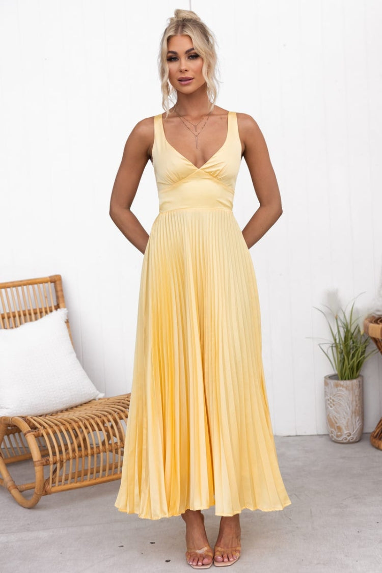 Valenzora | Tucson Sunset Pleated Back Elastic Umbrella Maxi Dress
