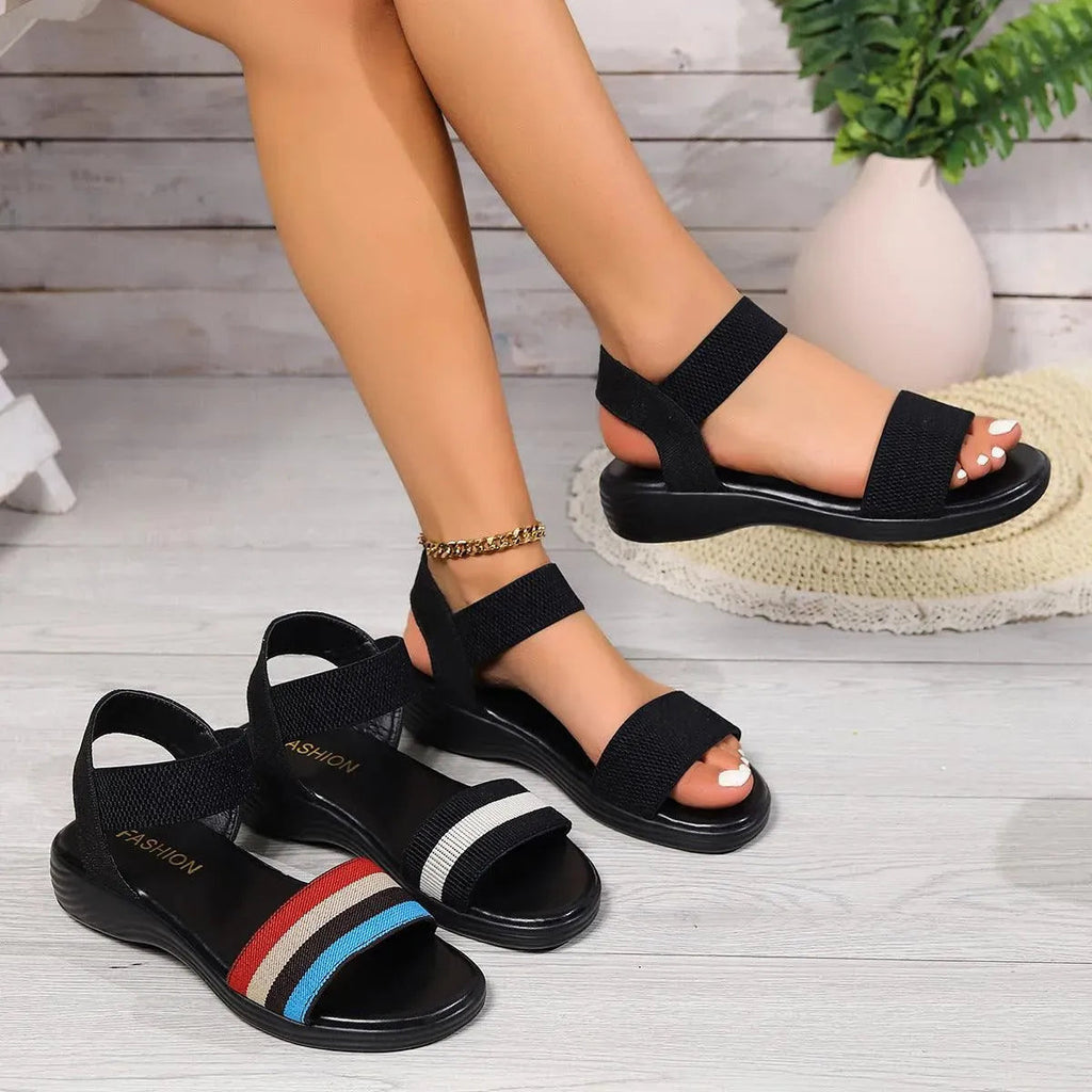 Valenzora | Summer linen sandals with elastic strap