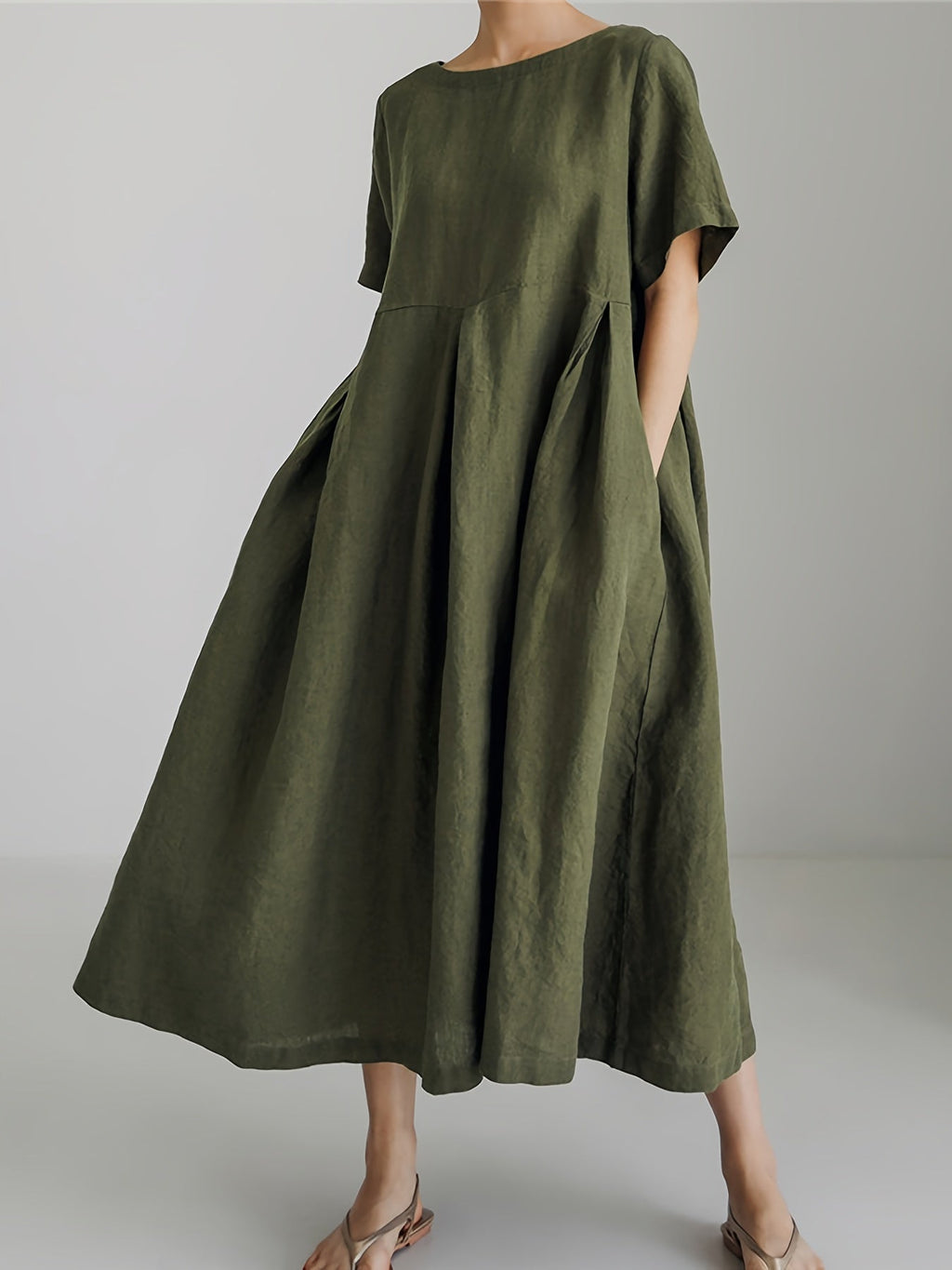 Valenzora | Women's Solid Color Linen Dress