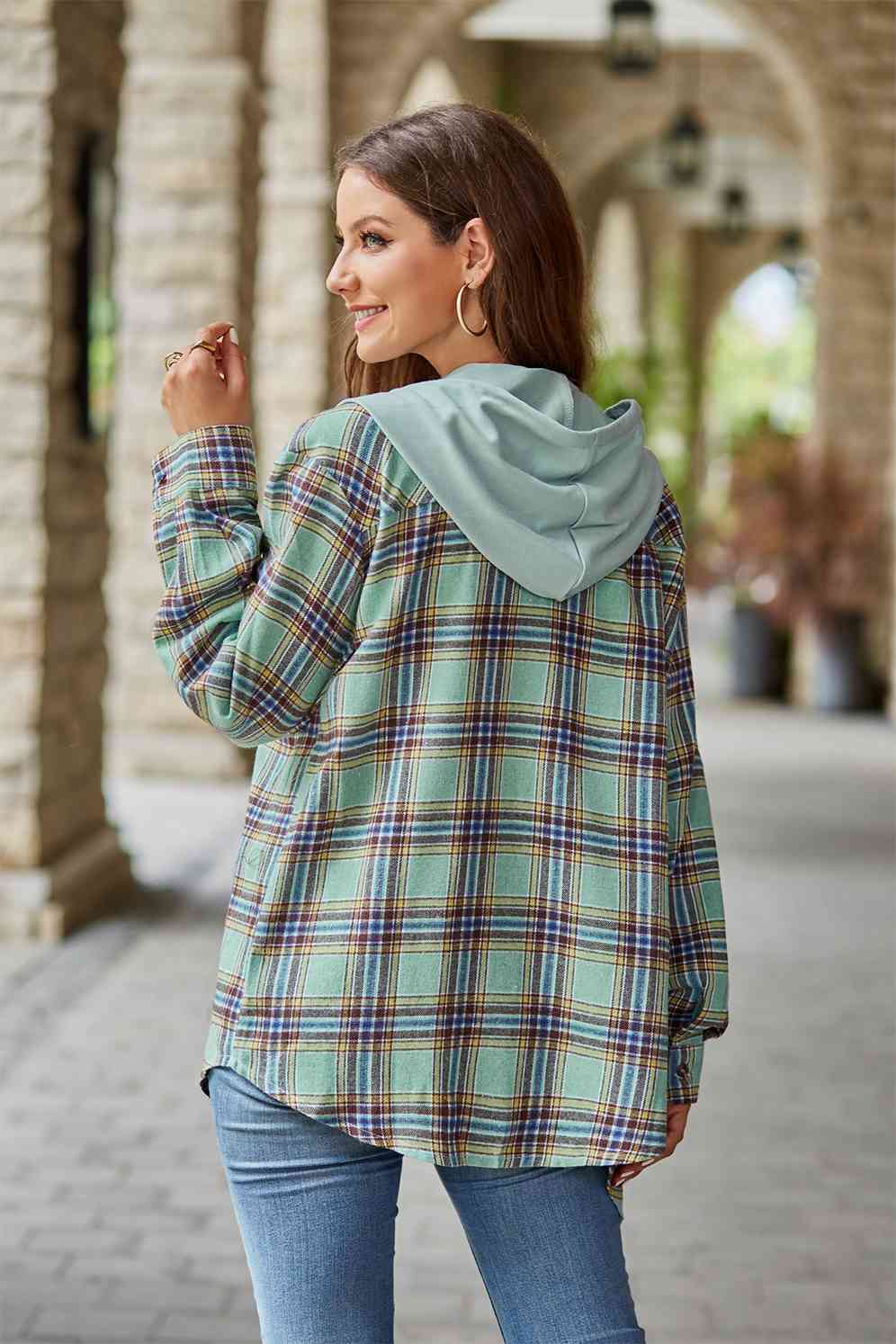Valenzora | Checkered long-sleeved hooded jacket