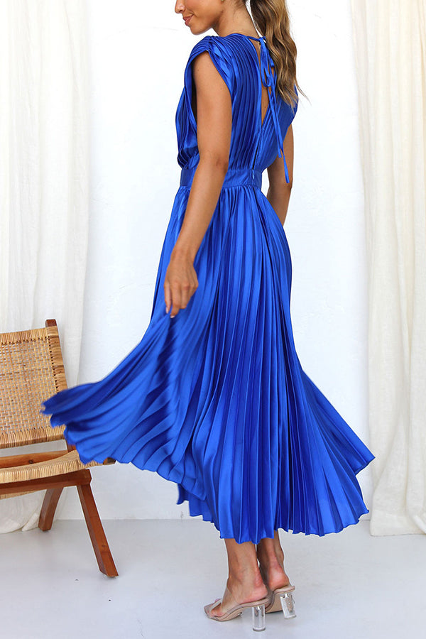 Valenzora | Hello Beautiful Satin Pleated Midi Dress