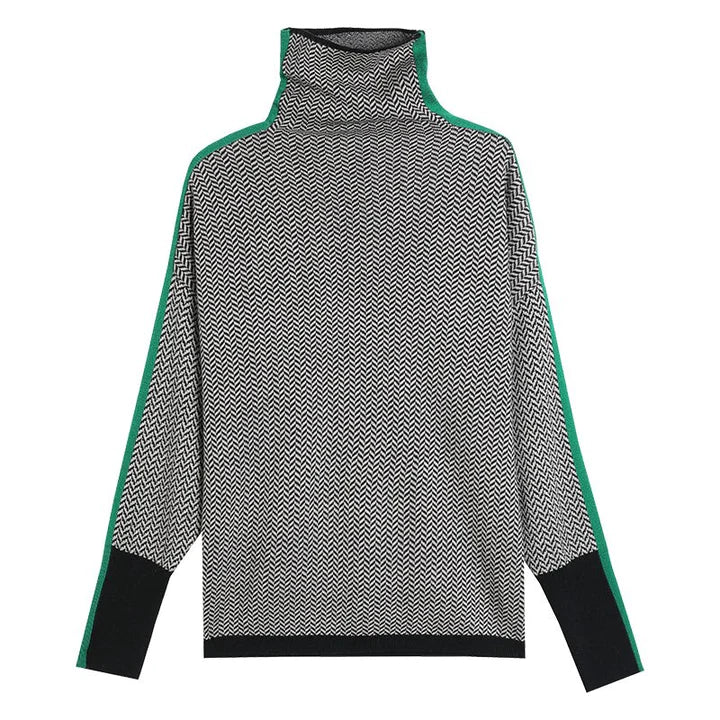 Valenzora Geometric knitted roll neck sweater