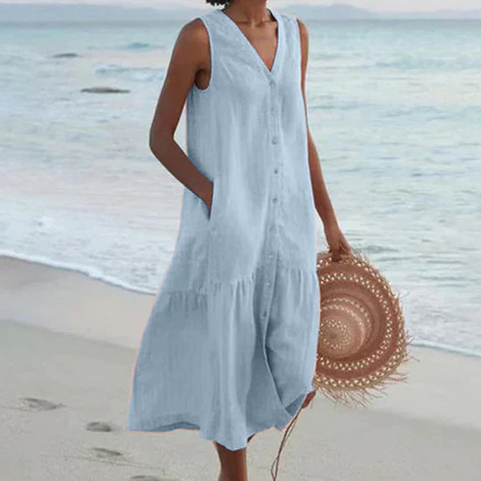 Valenzora | Soft Pink Linen Dress