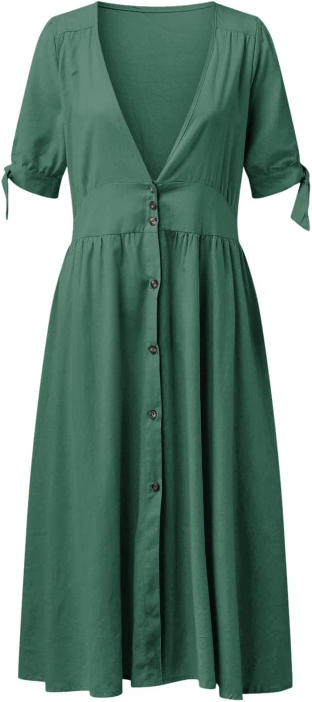 Valenzora | Elegante Freizeitkleider mit V-Ausschnitt und Schnallenverschluss