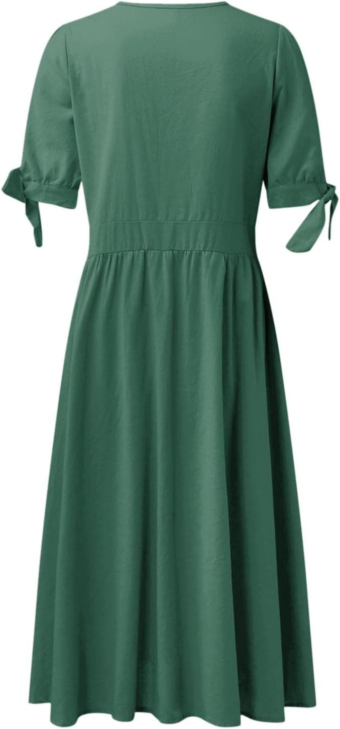 Valenzora | Elegante Freizeitkleider mit V-Ausschnitt und Schnallenverschluss