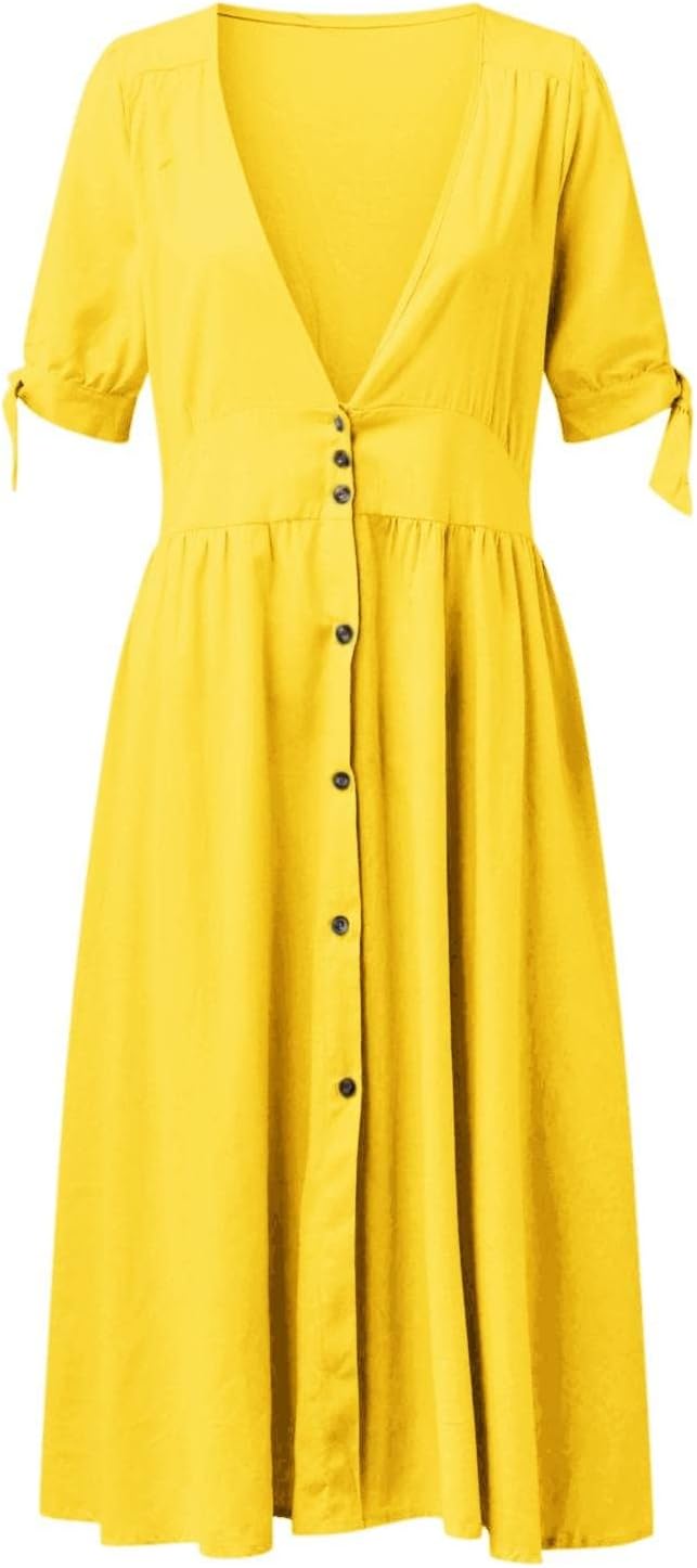 Valenzora | Elegante Freizeitkleider mit V-Ausschnitt und Schnallenverschluss