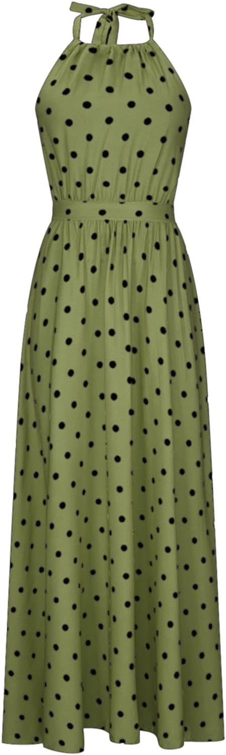 Valenzora | Boho Print Patchwork Halter Pleated Dresses