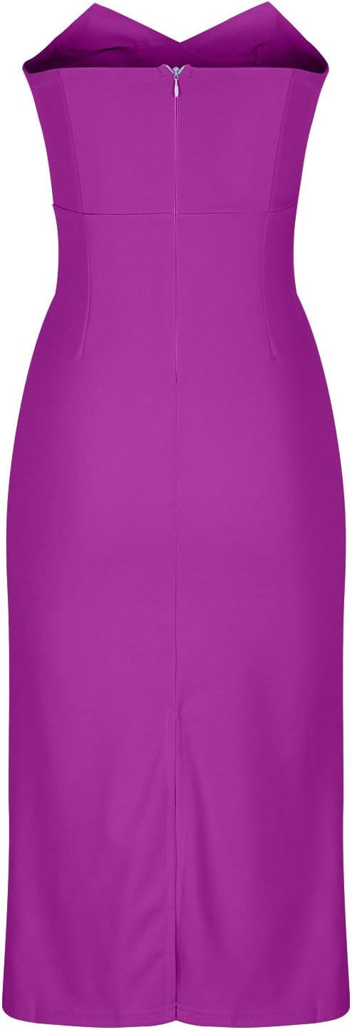 Magner™ – Strapless Midi Party Dress with Back Slit, Elegant Cocktail Dress for Evenings & Events