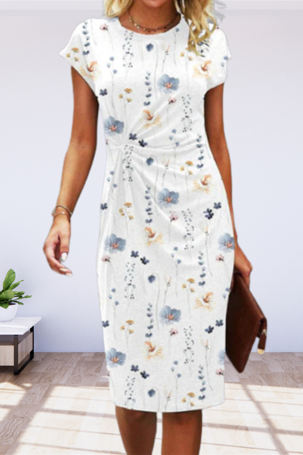 Valenzora | Short-sleeved elegant floral dress