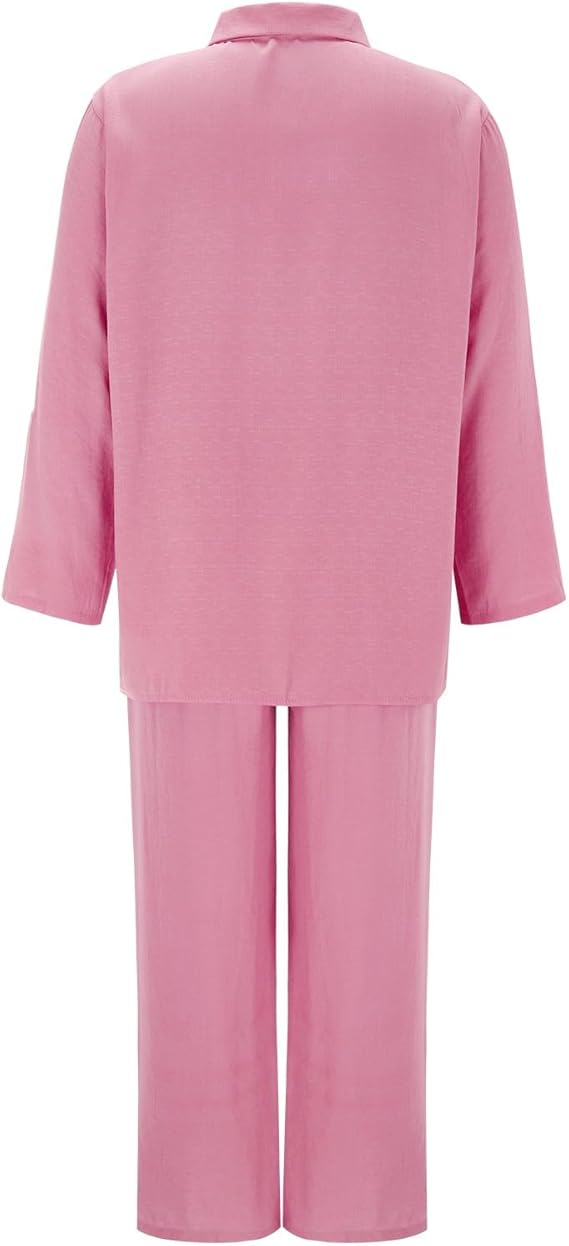 SummerSilhouette Duo™ – Damen Leinen-Zweiteiler mit Bluse & Hose, Luftig, Elegant & Bequem für den Sommer