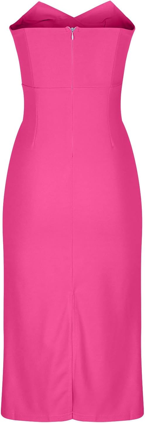 Magner™ – Strapless Midi Party Dress with Back Slit, Elegant Cocktail Dress for Evenings & Events
