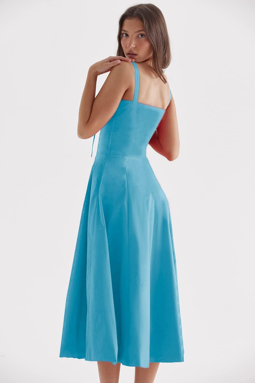 Valenzora - Midi dress with fitted top and flared skirt | Mini dress with spaghetti straps