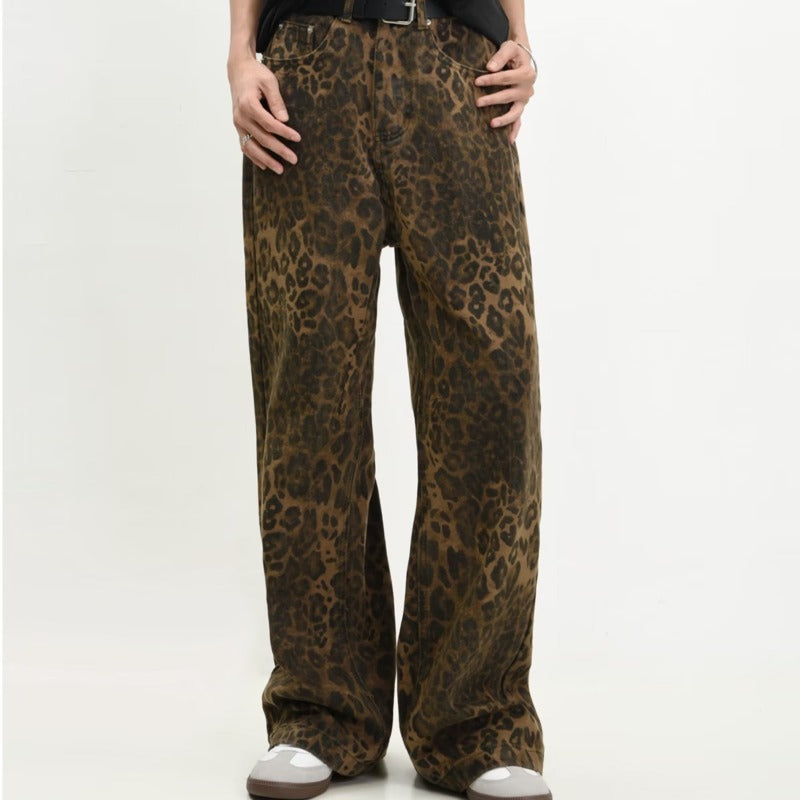 Leopard print jeans