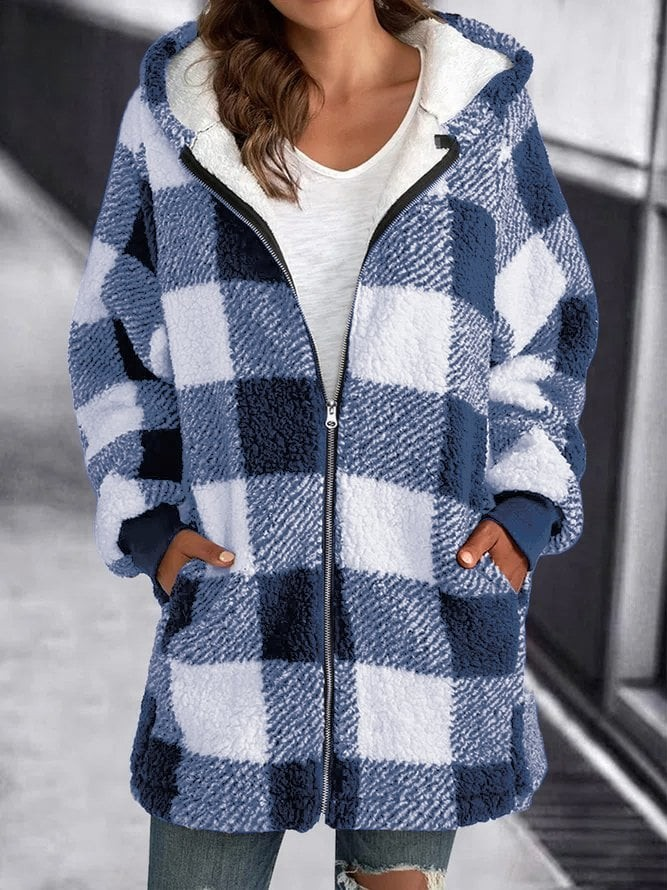 Valenzora | Checkered Hoodie Jacket for Women