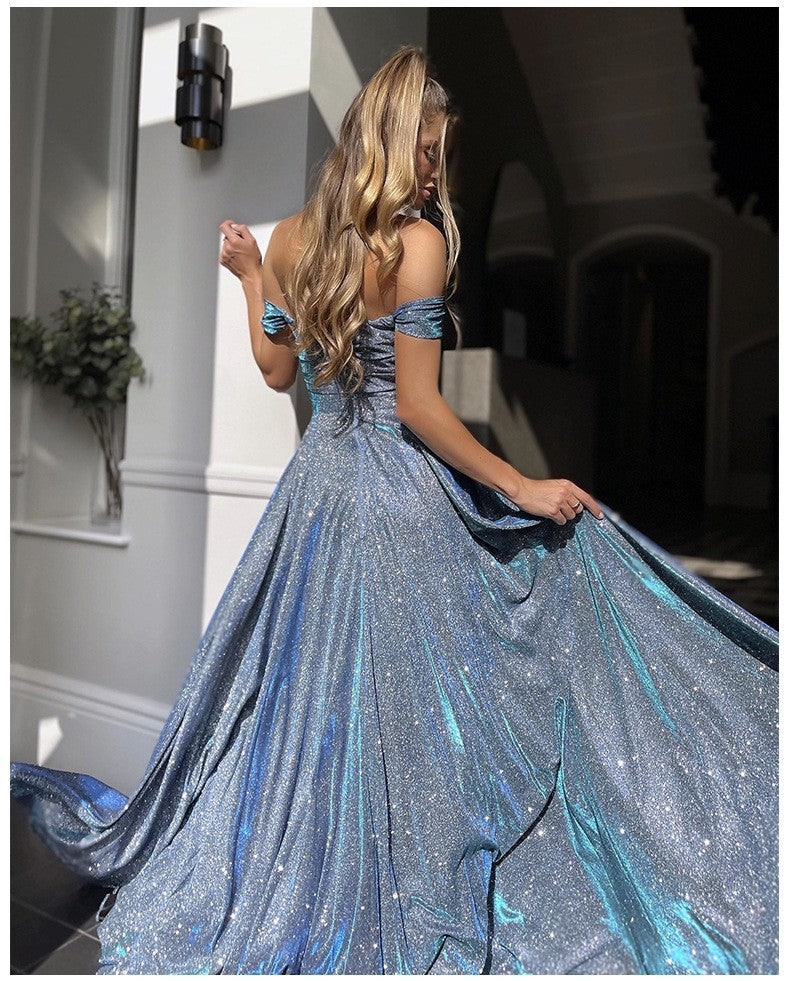 Valenzora | Sequined Big Skirt Tube Top Fashionable Dress with Side Slit
