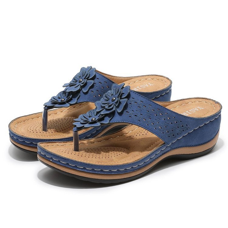 Valenzora | Breathable casual shoes with round toe and herringbone pattern flower
