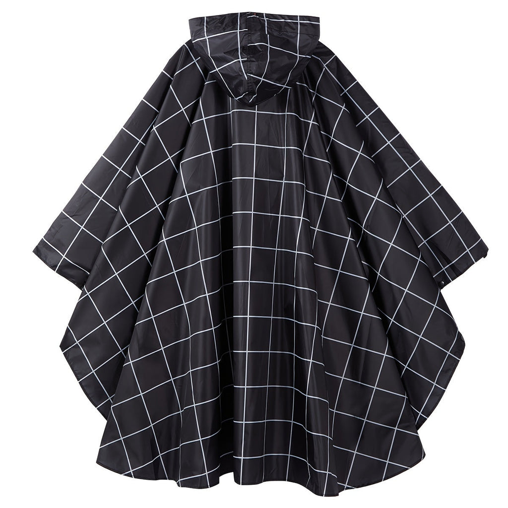 Valenzora | Sporty women's rain poncho with hood and geometric pattern