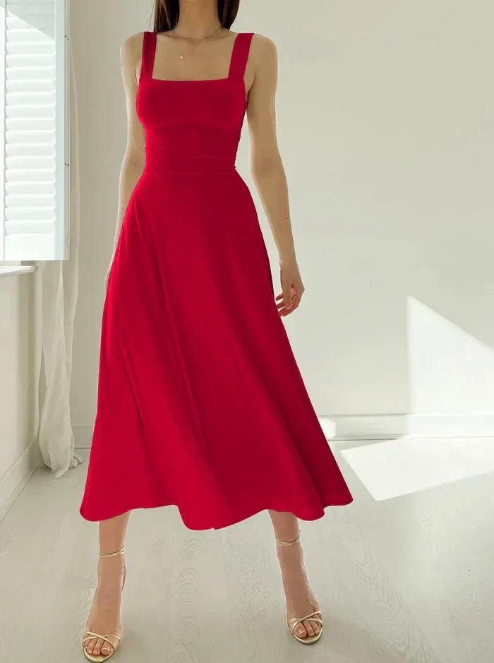 Valenzora - Elegant sleeveless A-line midi dress – Timeless chic | Fit-and-flare midi dress – Perfect for any occasion