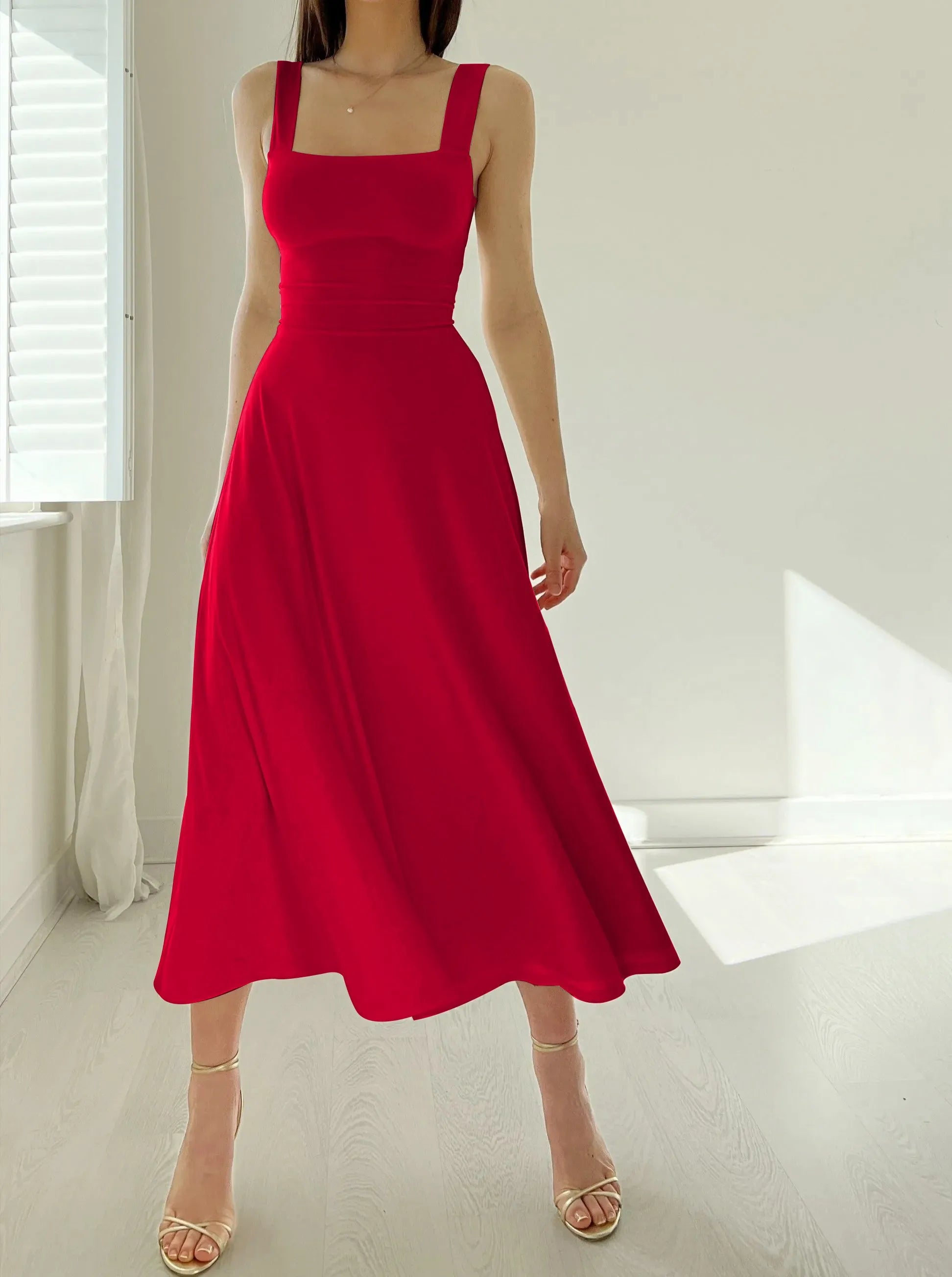 Valenzora | Thick Strap Midi Dress