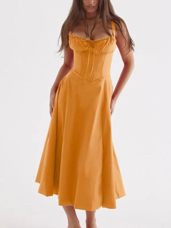 Valenzora - Midi dress with fitted top and flared skirt | Mini dress with spaghetti straps