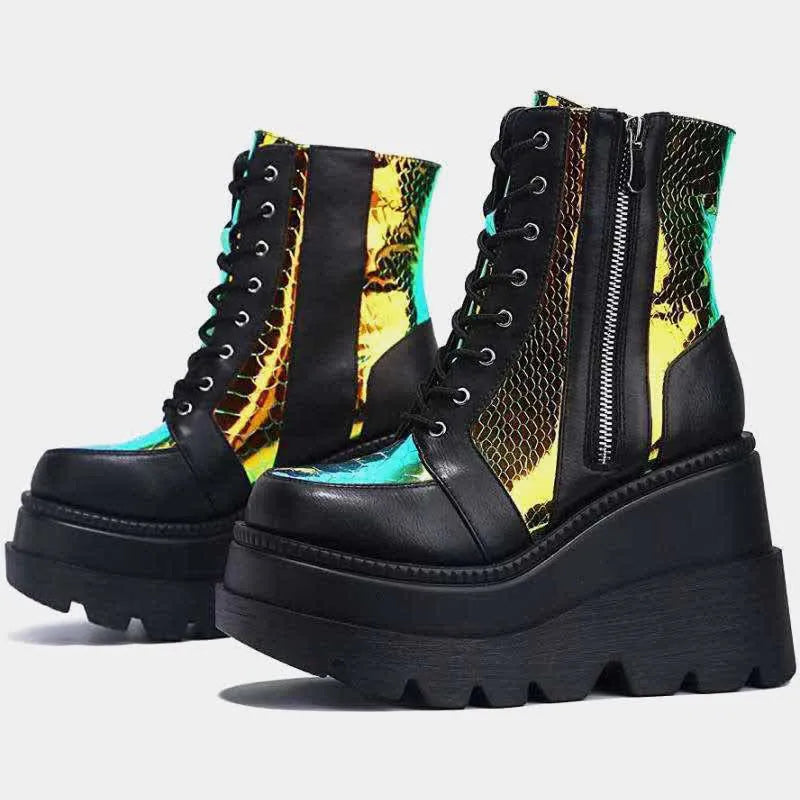 Valenzora | Colorblock lace-up boots with high heels