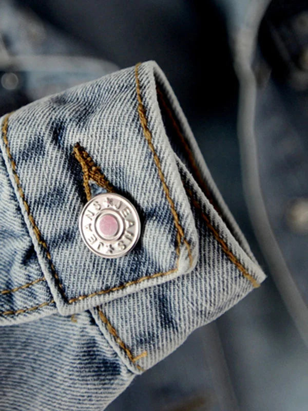 Valenzora | Casual denim jacket with pearls for women