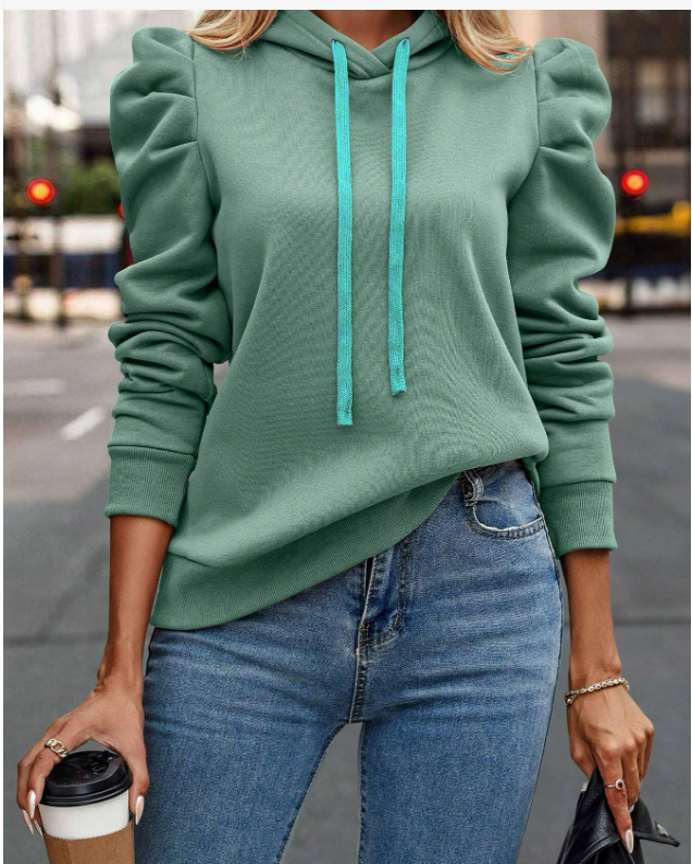 Valenzora | Women's hooded sweatshirt with gathered sleeves
