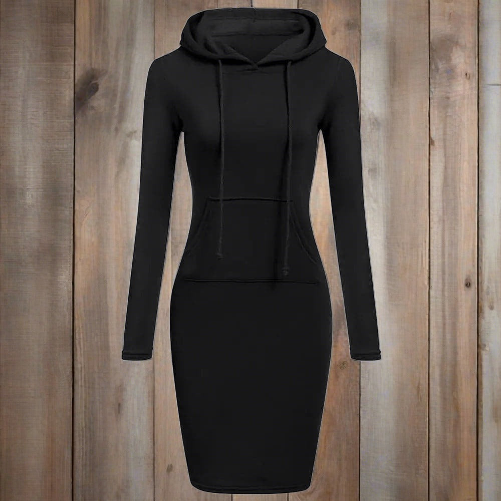 Valenzora | Casual autumn sweatshirt dress with hood and drawstring for women