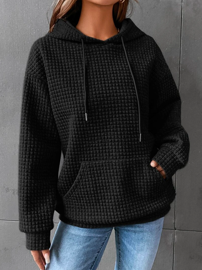 Valenzora | Damen Waffelstrick-Kapuzenpullover – Lässiger Oversize-Pullover
