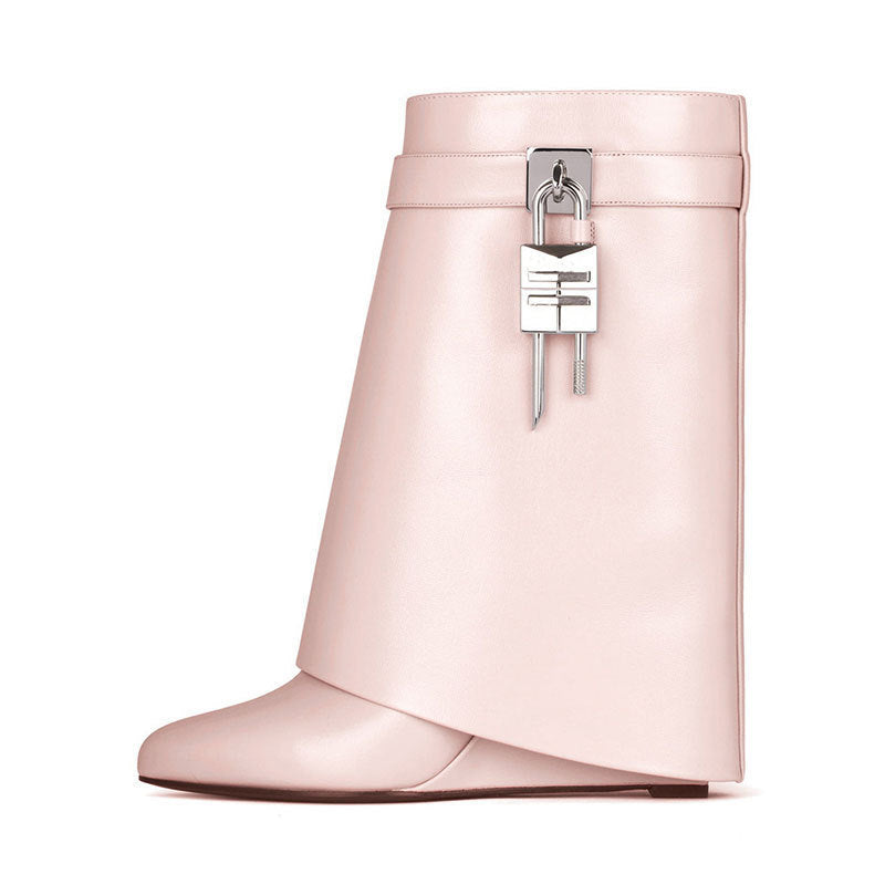 Valenzora | Damen-Mode Stiefel mit abgeschrägtem Absatz, runder Spitze, Obermaterial Leder, hoher Absatz, Reißverschluss, kurze Stiefel