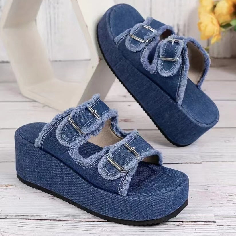 Valenzora Denim sandals with buckle