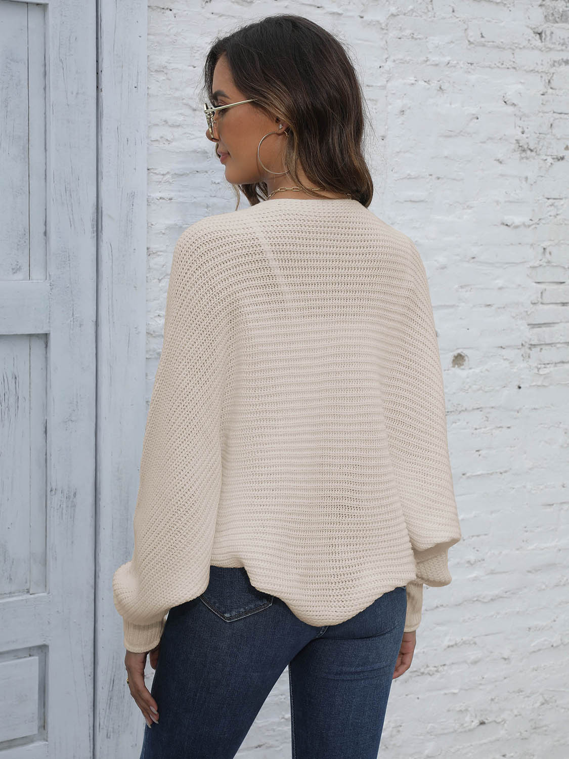 Valenzora | Bat Sleeve Open Front Short Cardigan