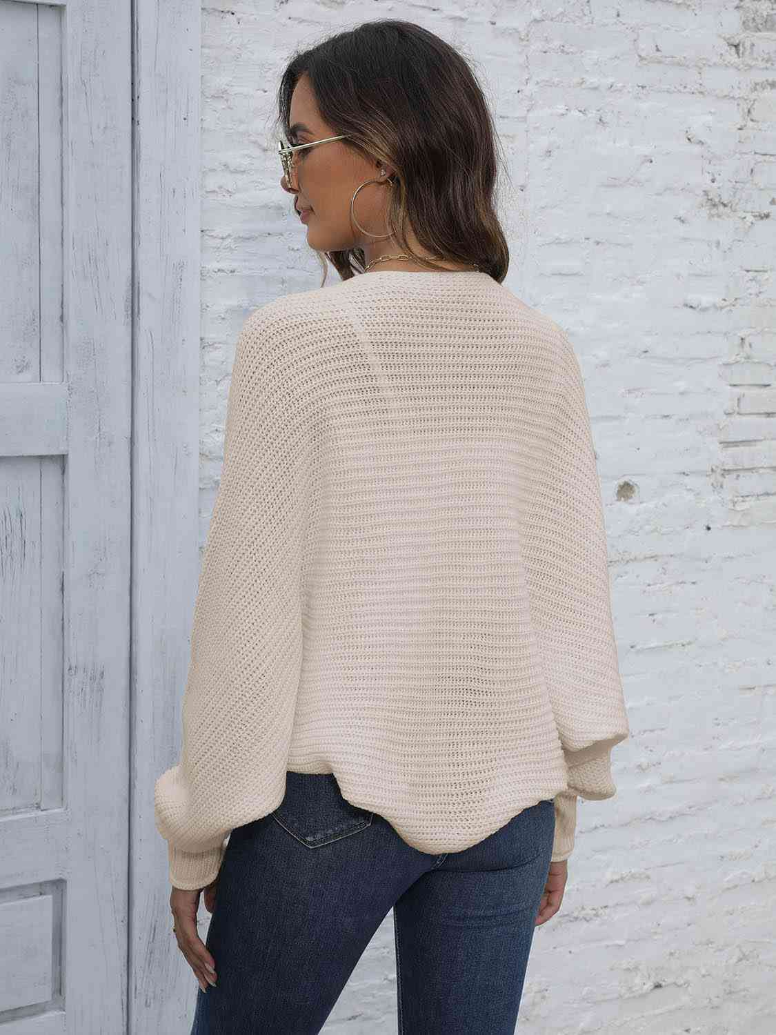 Valenzora | Bat Sleeve Open Front Short Cardigan
