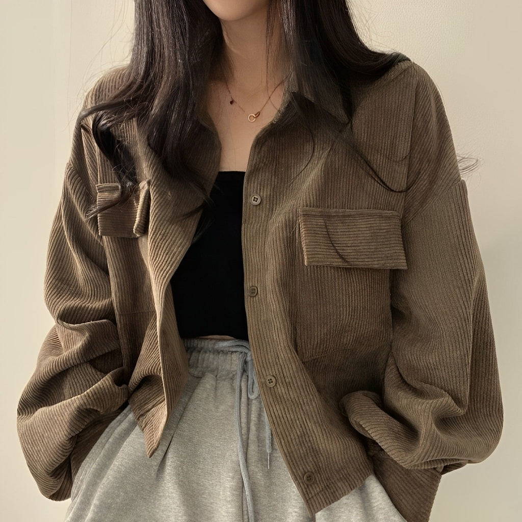 Valenzora | Women's Corduroy Jacket with Short Lapel