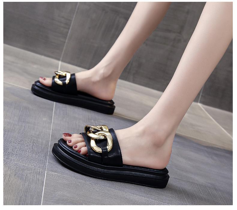 Valenzora | Sandals women with platform and golden chain