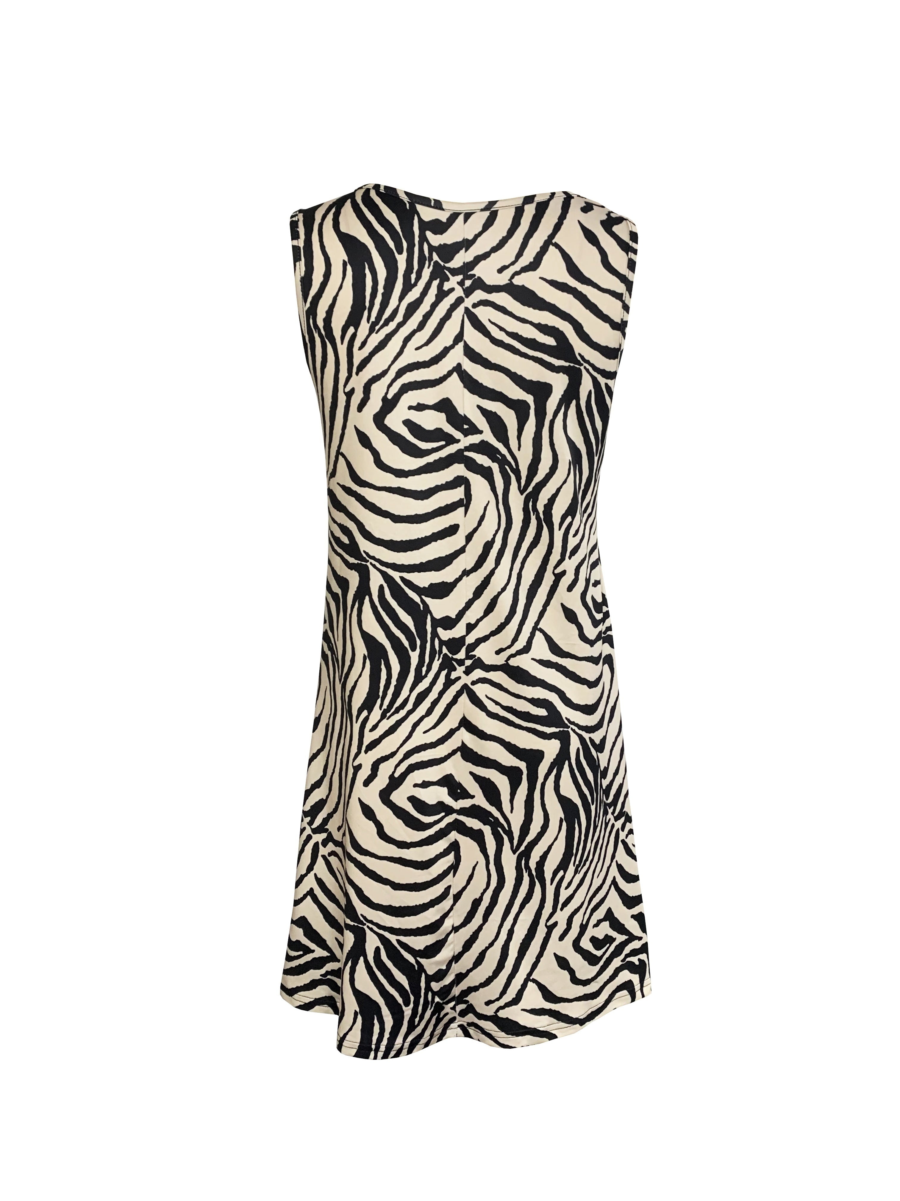 Valenzora | Sleeveless Zebra Dress, A-Line Summer Skirt