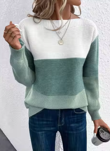 Elegant three-color patchwork sweaters