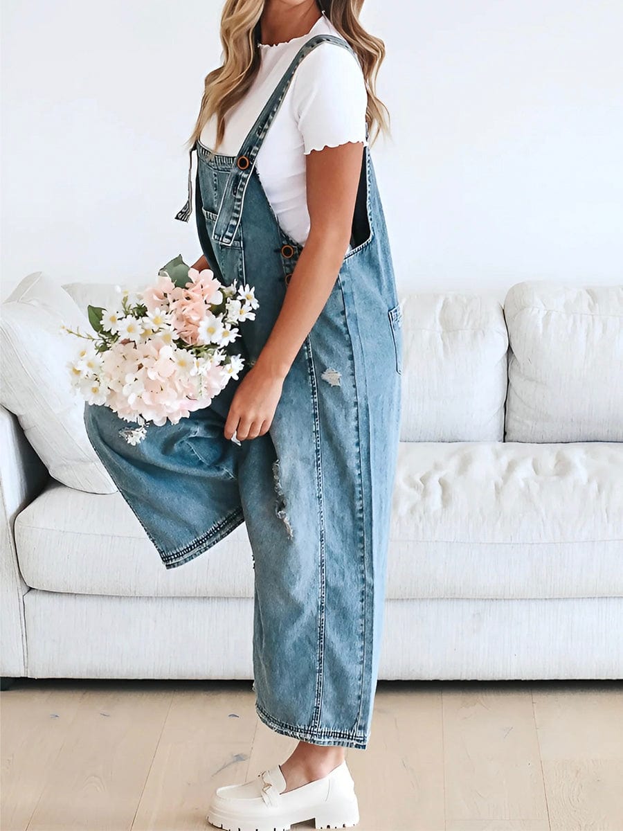 Valenzora | Sleeveless Loose Denim Jumpsuit