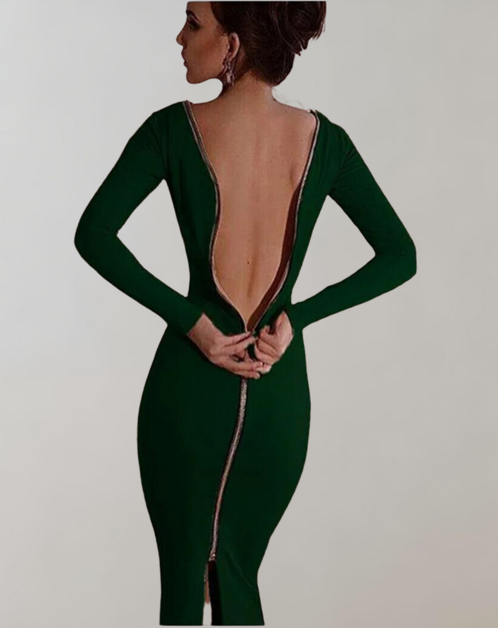 Valenzora – Langärmeliges Kleid mit Reißverschluss hinten