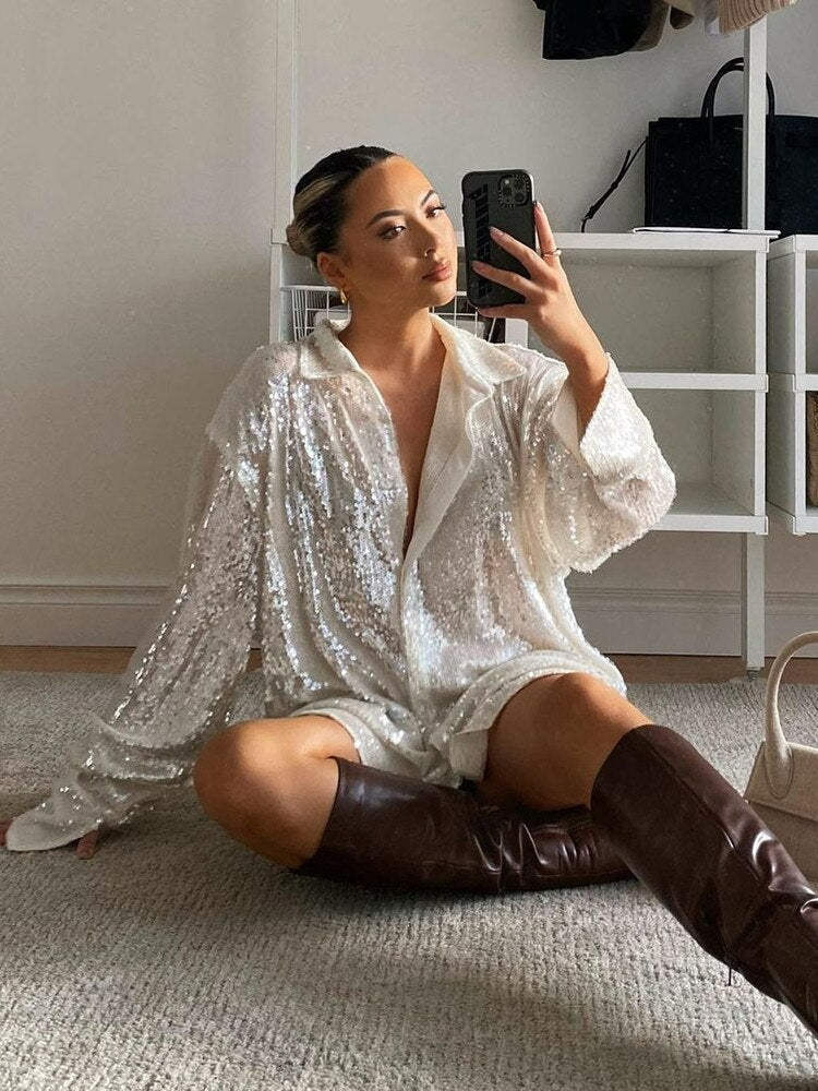 Valenzora – Extra-weites Glitzer-Shirt für Damen