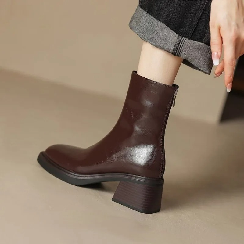 Valenzora | Elegante Stiefeletten aus Leder mit Blockabsatz für Damen