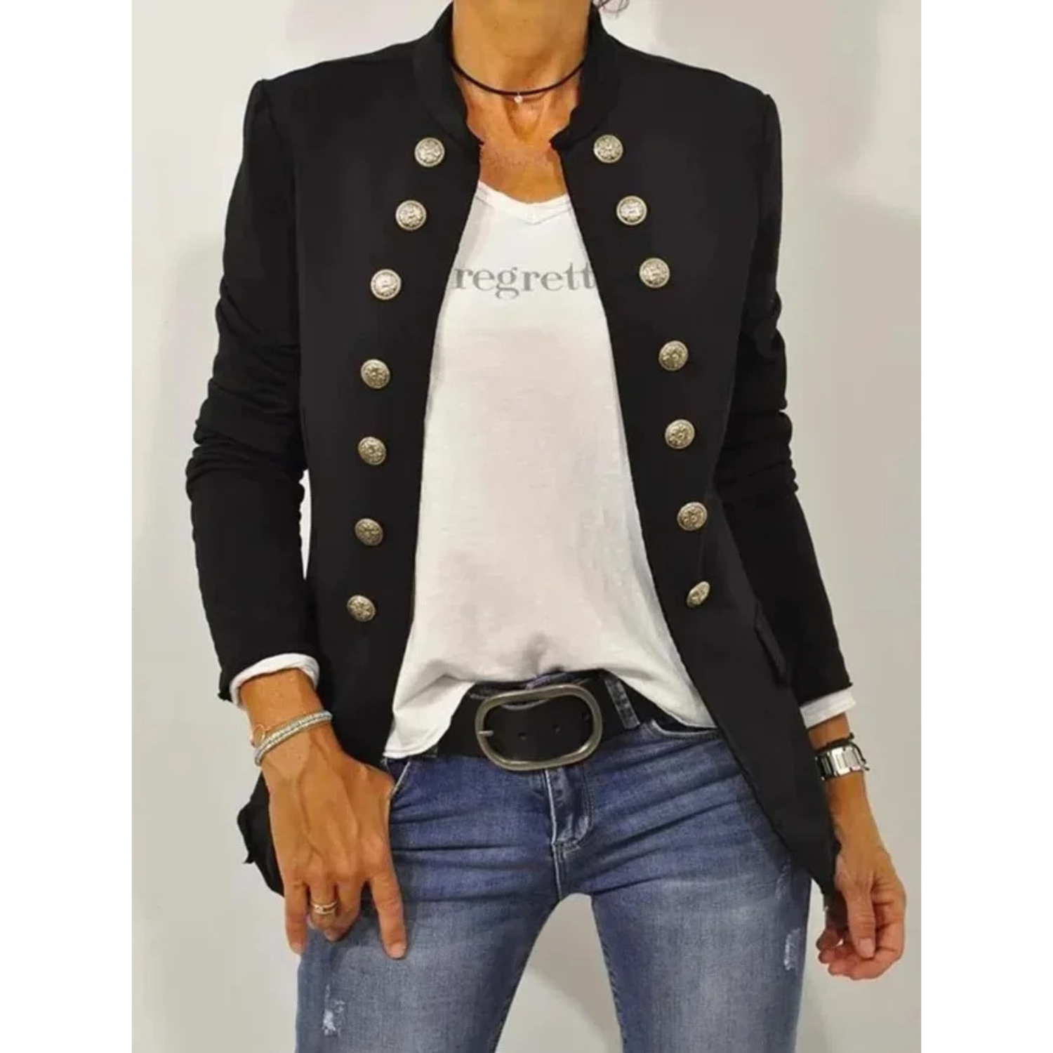 Valenzora – long-sleeved black women's blazer